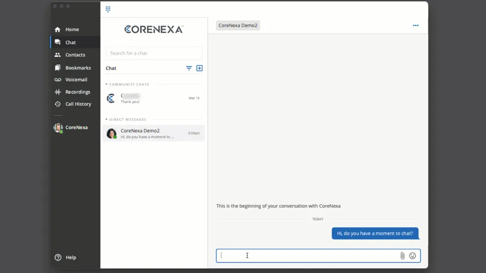 Chat Tab in CoreNexa