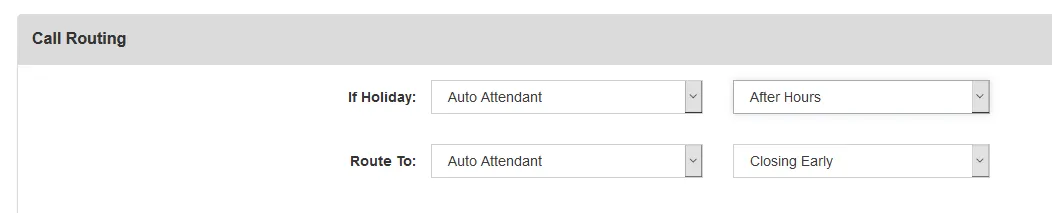Phone number call routing settings
