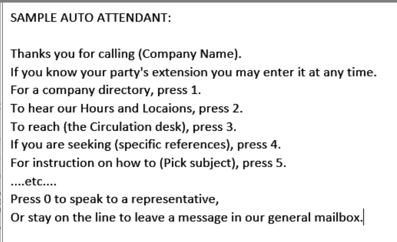Sample Auto Attendant