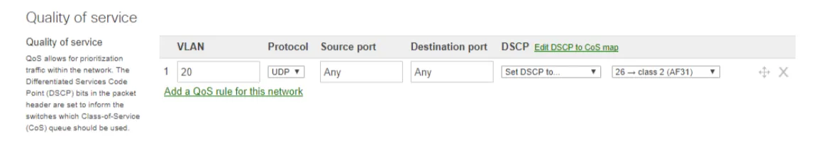 Meraki QoS Rule for Voice VLAN