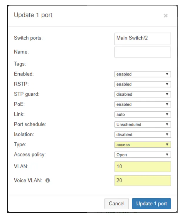 Meraki Dashboard VLAN Configuration